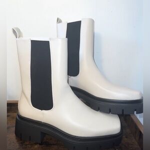 Women's Cream Heeled Boots